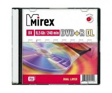 Диск DVD+R Mirex 8.5Gb, 8x, Dual Layer Slim case